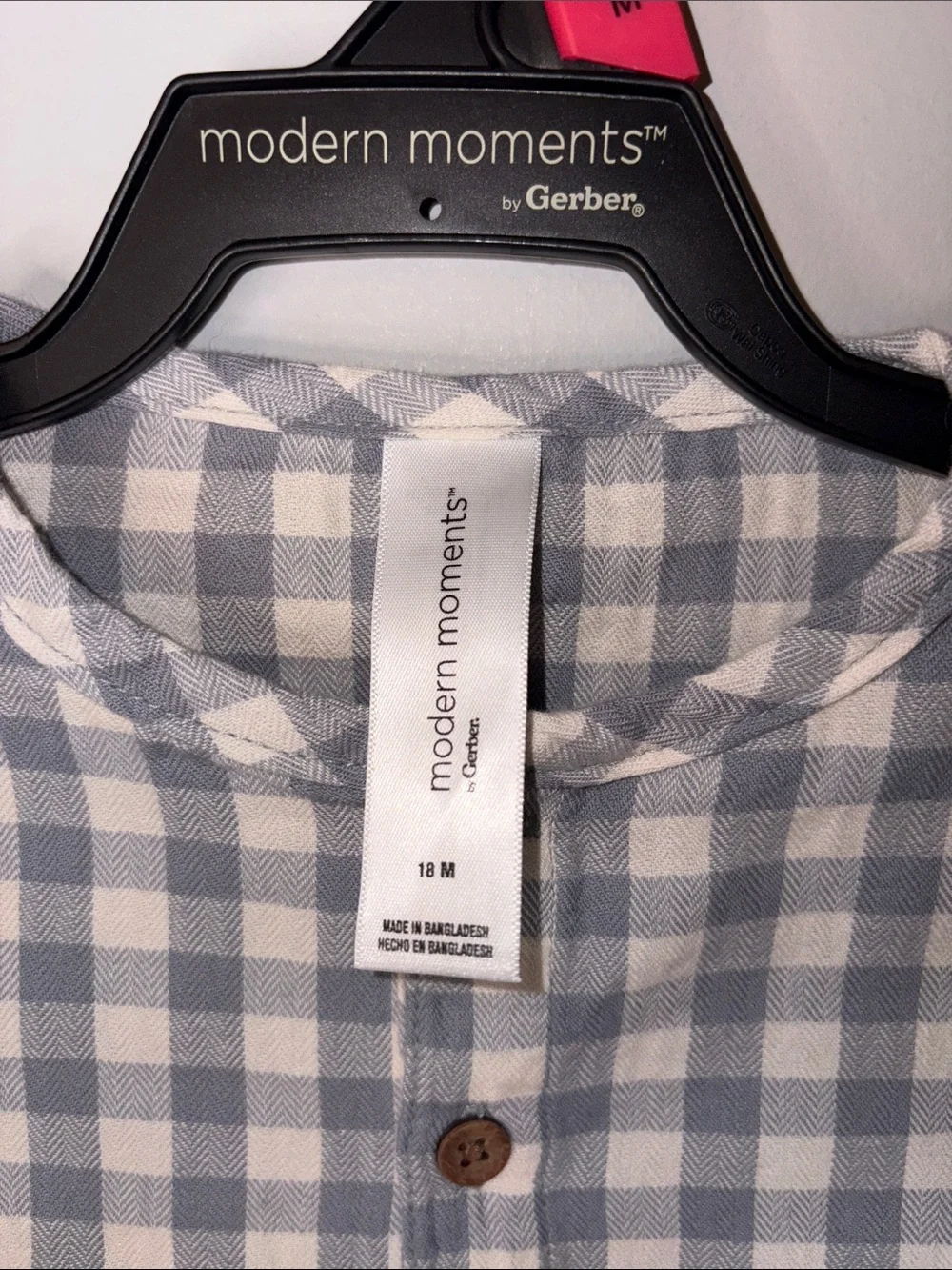 NWT Gray and White Gingham Baby Romper 18 Months